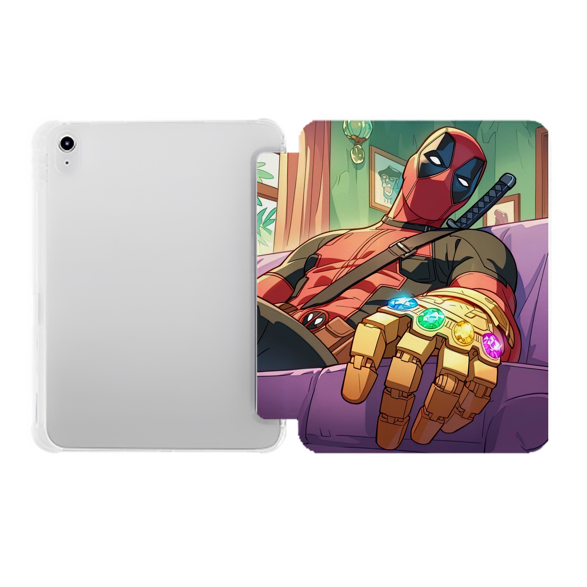 （画像用） Deadpool デッドプール IPad ケース ペン収納付き 三つ折りスタンド PUレザー×シリコン 対応機種9.5/10.5/10.9インチ